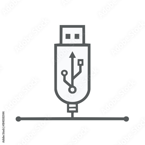 Universal Serial Bus Connector Icon for Data Transfer in Electronic Devices