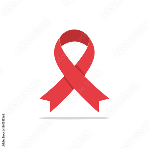 Red awareness ribbon as a symbol for disease prevention or social issue support and solidarity.