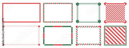 Christmas candy cane frame with cheerful red, white, and green lollipop-style borders for decorative holiday banners, gift tags, and seasonal festive vector artwork