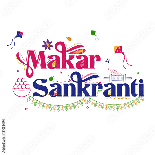 Makar Sankranti wallpaper with colorful kite for festival of India