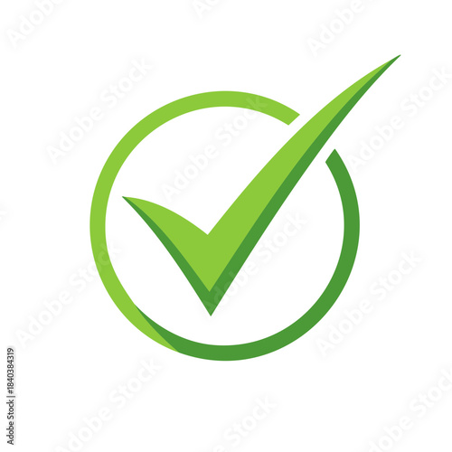 Green Check Mark in Circle Symbolizing Approval, Validation, or Task Completion, Sign of Correctness