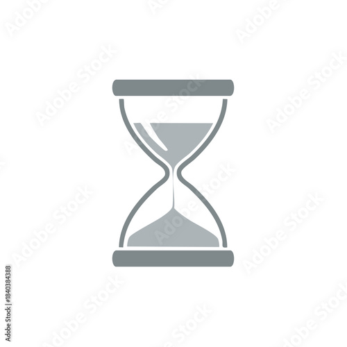 Hourglass with Sand Falling, Time Passing Symbol, Countdown to Deadline, Measurement of Time, Sandglass on White, Simple Illustration