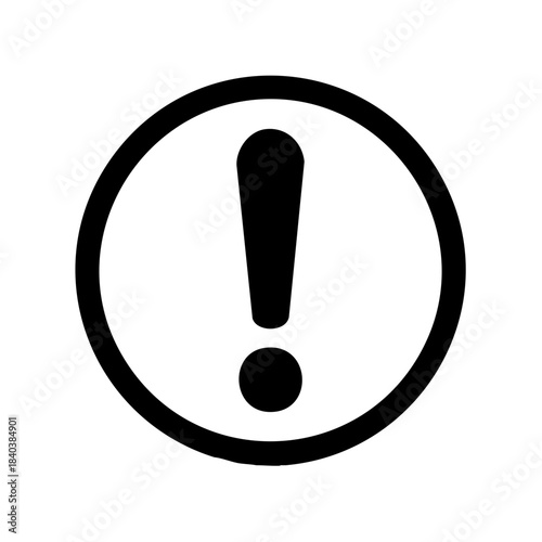 Exclamation point inside a circle signifying warning or attention needed, important information or potential danger