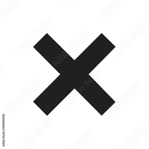 Simple Black Cross Icon Symbol Sign X Shape Isolated on a White Background