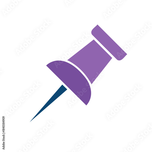 Purple Push Pin Flat Design Style Illustration