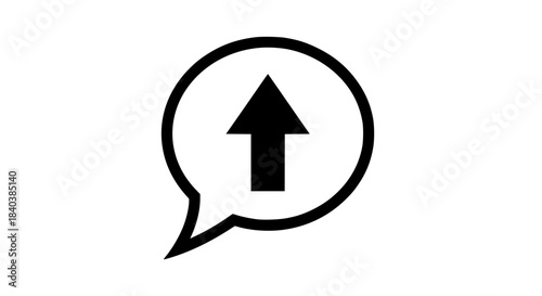 Speech bubble arrow up black white icon