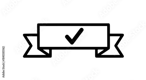 Ribbon valid mark black white icon