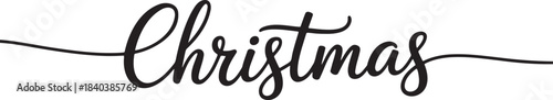 Christmas elegant single line black calligraphy script with decorative flourish continuous drawing style
