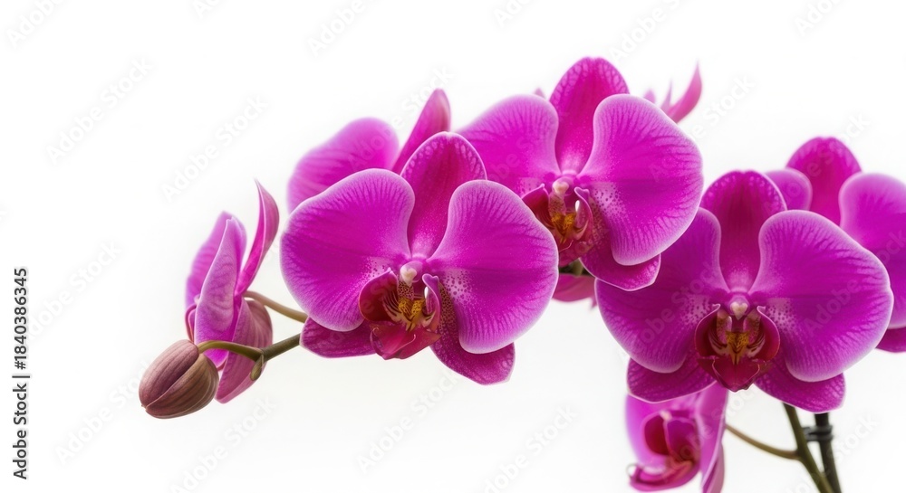 Fototapeta premium Vibrant pink orchid flowers isolated on white background