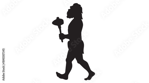 a striking black silhouette of a bearded man walking and holding a mushroom perfect for design projects on transparent background silhouette high quality professional detailed modern