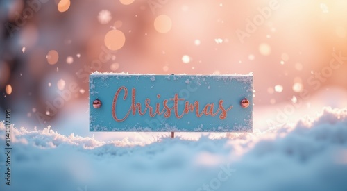 Sign that says christmas in the snow christmas background