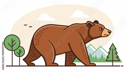 Bold Minimal Brown Bear Icon Vector
