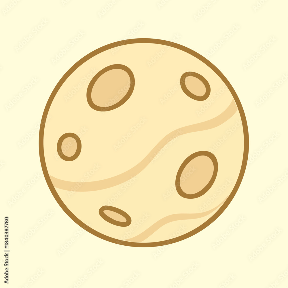 Fototapeta premium Cute Cartoon Planet or Moon Icon Illustration
