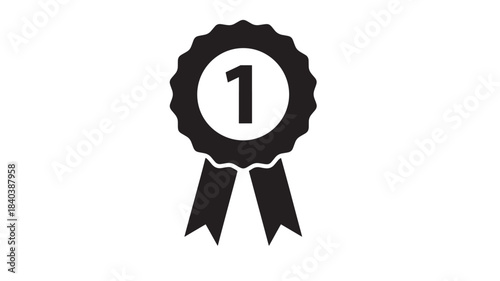 a sleek black award ribbon with a central number one design perfect for recognition and achievement on transparent background silhouette high quality professional detailed modern elegant