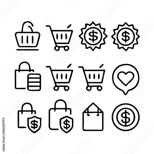 Shopping Line Vector Icons – Editable Outline Icon Set