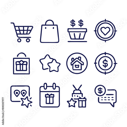 Shopping Line Vector Icons – Editable Outline Icon Set