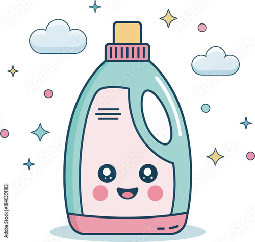 Cute Kawaii Detergent Bottle Icon Isolated