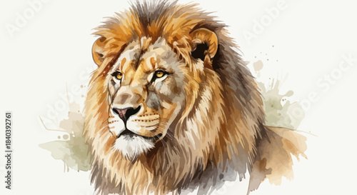 Majestic Lion Head Watercolor Portrait