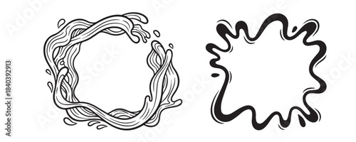 A fluid splash-like shape frame with organic curves vector art illustration 3
