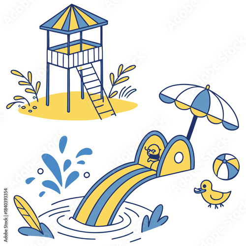 Aqua Summer Water Park Vector Pack 