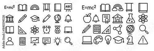Linear symbols set for knowledge, academic study, and scientific research