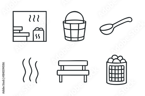 Relaxation in a wellness spa with sauna, bathing bucket, and bench