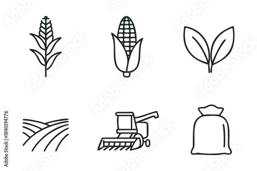 Farming symbols for agriculture and crop production design project