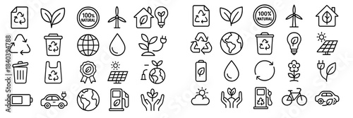 Ecology, recycling, and renewable energy symbols for environmental protection concepts