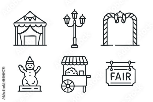 Winter festival scene with decorations and festive elements