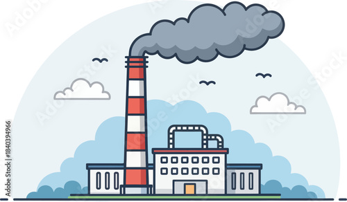 Smoky Factory Chimneys Releasing Industrial Air Pollution Icon