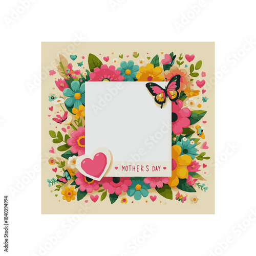 Festive Floral Frame for Mother's Day Card or Message