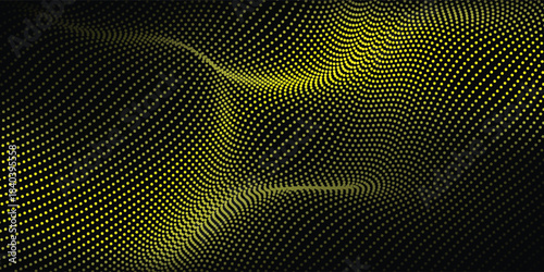 abstract modern yellow wavy halftone background. Dots pop art sport style vector illustration.