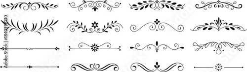 Ornate black decorative dividers and embellishments with swirling floral elements flourish