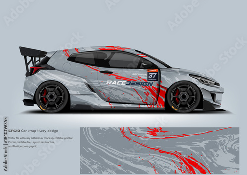 Sport hatchback livery car wrap design