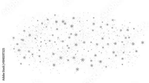 Shimmering Silver Snow Cluster,  Seasonal Winter Design,  Gentle Winter Scatter Pattern with Silver Snowflakes, Soft Silver Snow Sprinkle, Soft Scattered Winter Design