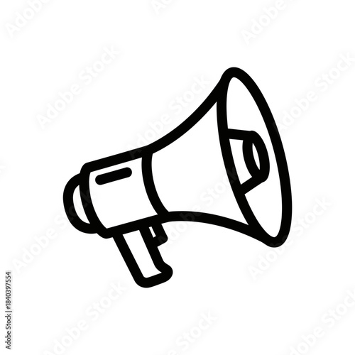 Megaphone icon outline vector illustration of a bullhorn for announcement, promotion, marketing, or communication