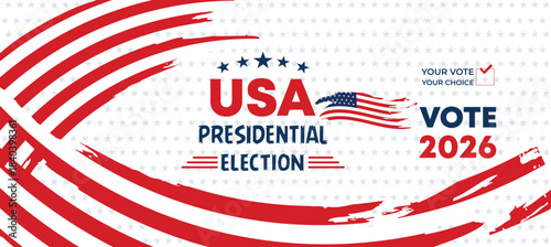 Red Wave Lines USA Presidential Election 2026 Promotional Banner Design
