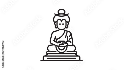 a simple line art depiction of a seated buddha figure with a serene expression on transparent background silhouette high quality professional detailed modern elegant stylish clean