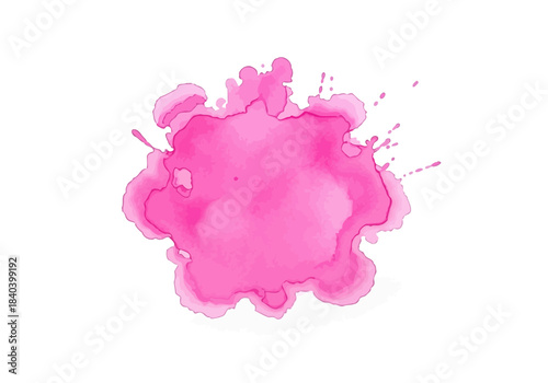 Pink watercolor splash or ink blot abstract shape