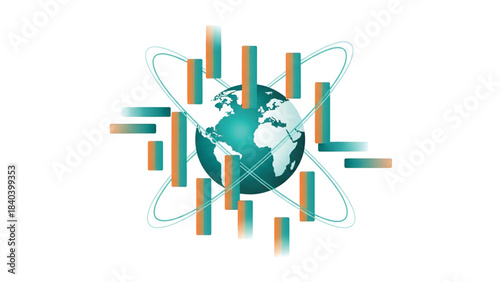 Abstract blue background with circular vector elements and global design accents