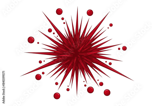 Abstract red spiky starburst explosion with spheres