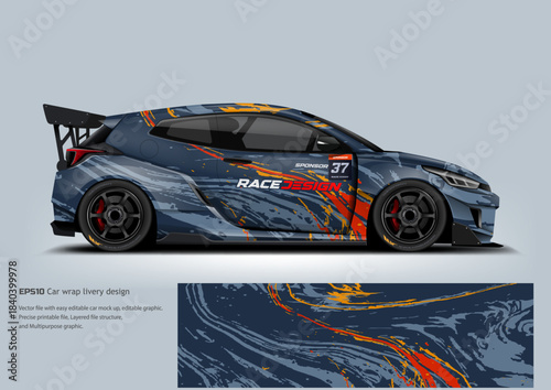 Sport hatchback livery car wrap design