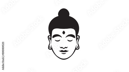 a minimalist black silhouette of a buddha head with traditional markings a serene expression and a topknot on transparent background high quality professional detailed modern elegant