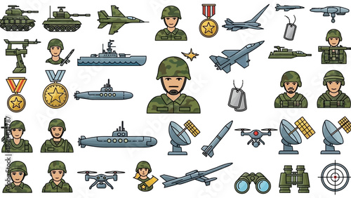 Military Icons - A Comprehensive Collection of Armed Forces Symbols.