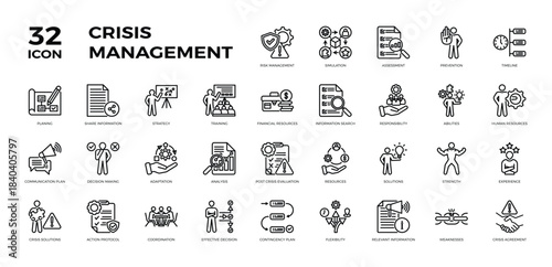 An outline style icon representing crisis management