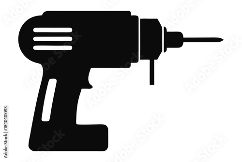 Electric drill machine silhouette vector, Drill icon black symbol
