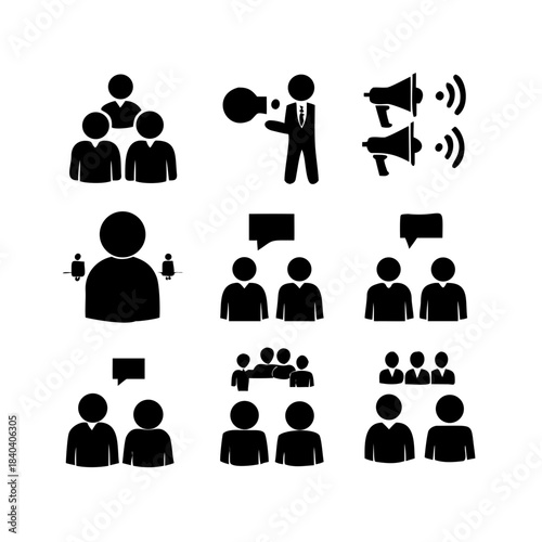 Editable Public Relation Icons – Clean Outline Vector Pack