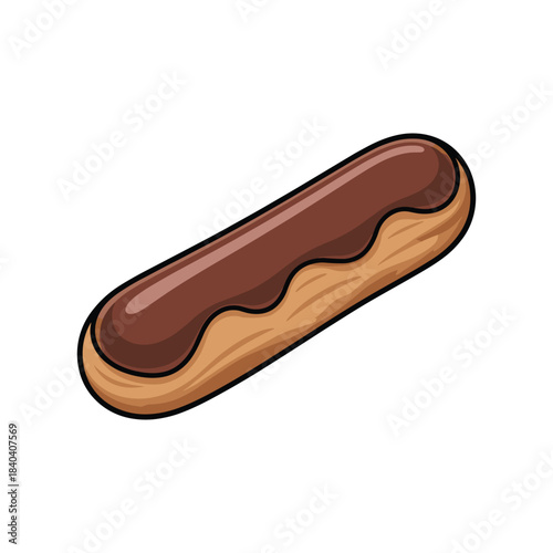 Delight in this chocolate éclair illustration. Perfect for sweet treat cravings and dessert lovers.
