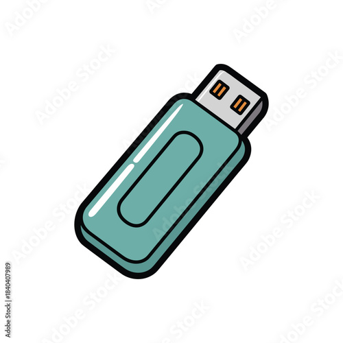Wallpaper Mural Illustration of a teal-colored USB drive, storage medium for digital files and documents. Torontodigital.ca