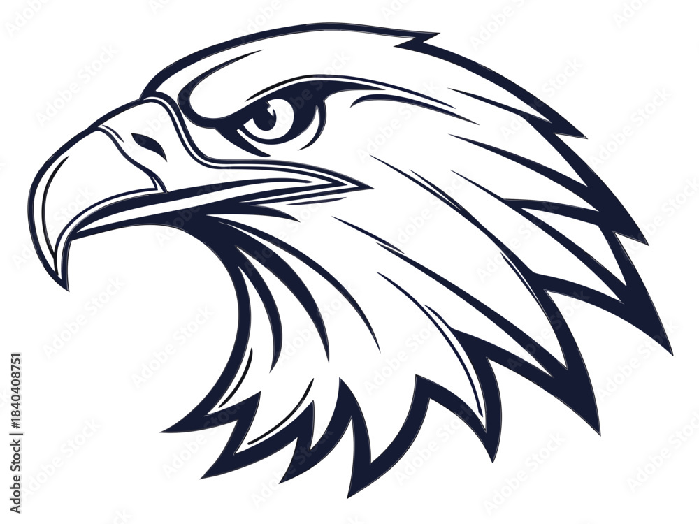 Fototapeta premium Bold stylized eagle head silhouette with sharp lines